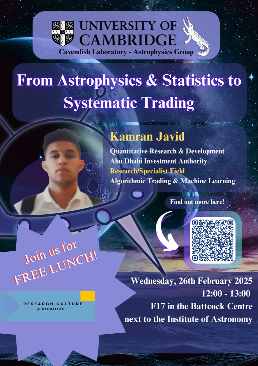 Poster for From Astrophysics and Statistics to Systematic Trading